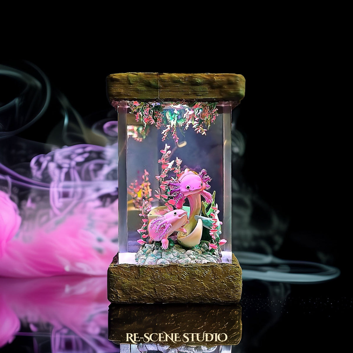 Axolotl Resin Lamp V1, Underwater Fantasy Edition