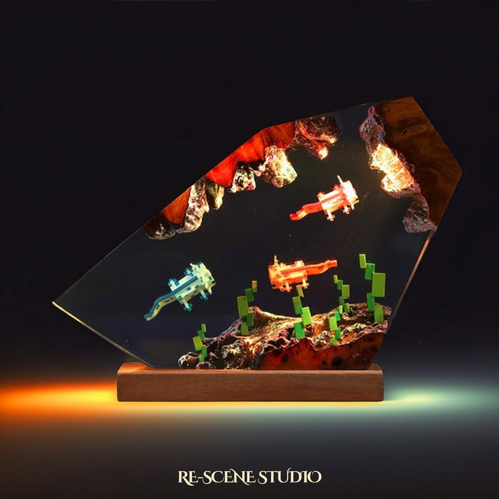 Minecraft Axolotl Resin Lamp