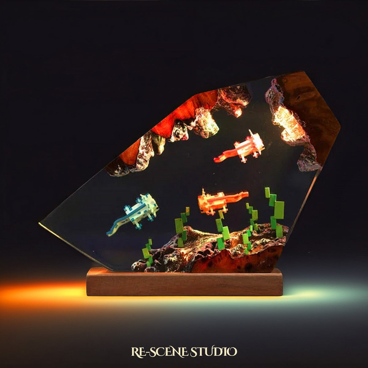 Minecraft Axolotl Resin Lamp