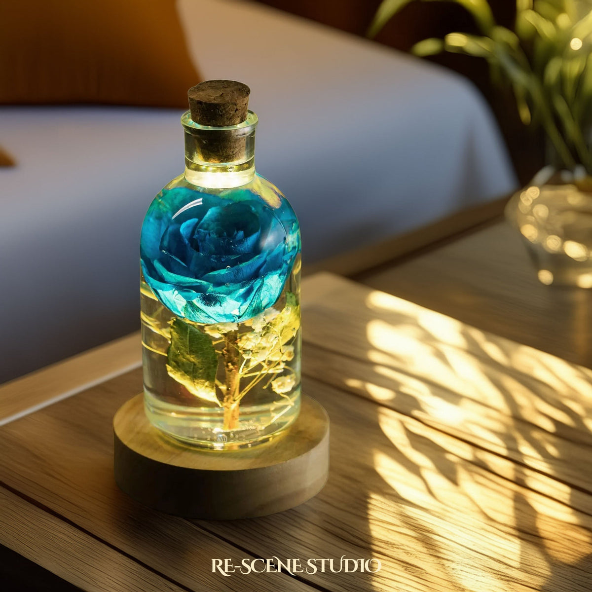 Blue Rose Resin Lamp