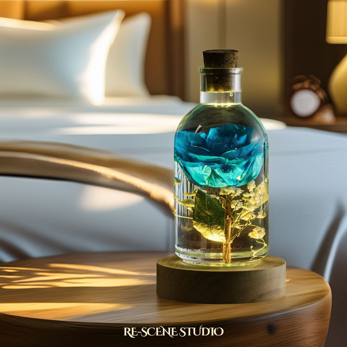 Blue Rose Resin Lamp — view 2