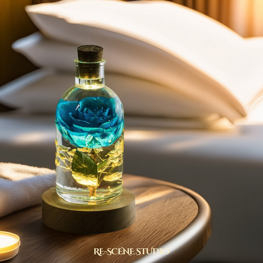 Blue Rose Resin Lamp — view 6