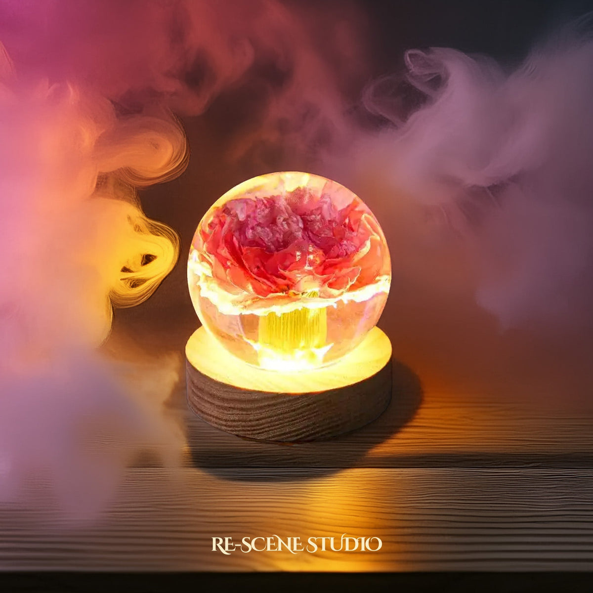 Carnation Sphere Resin Lamp