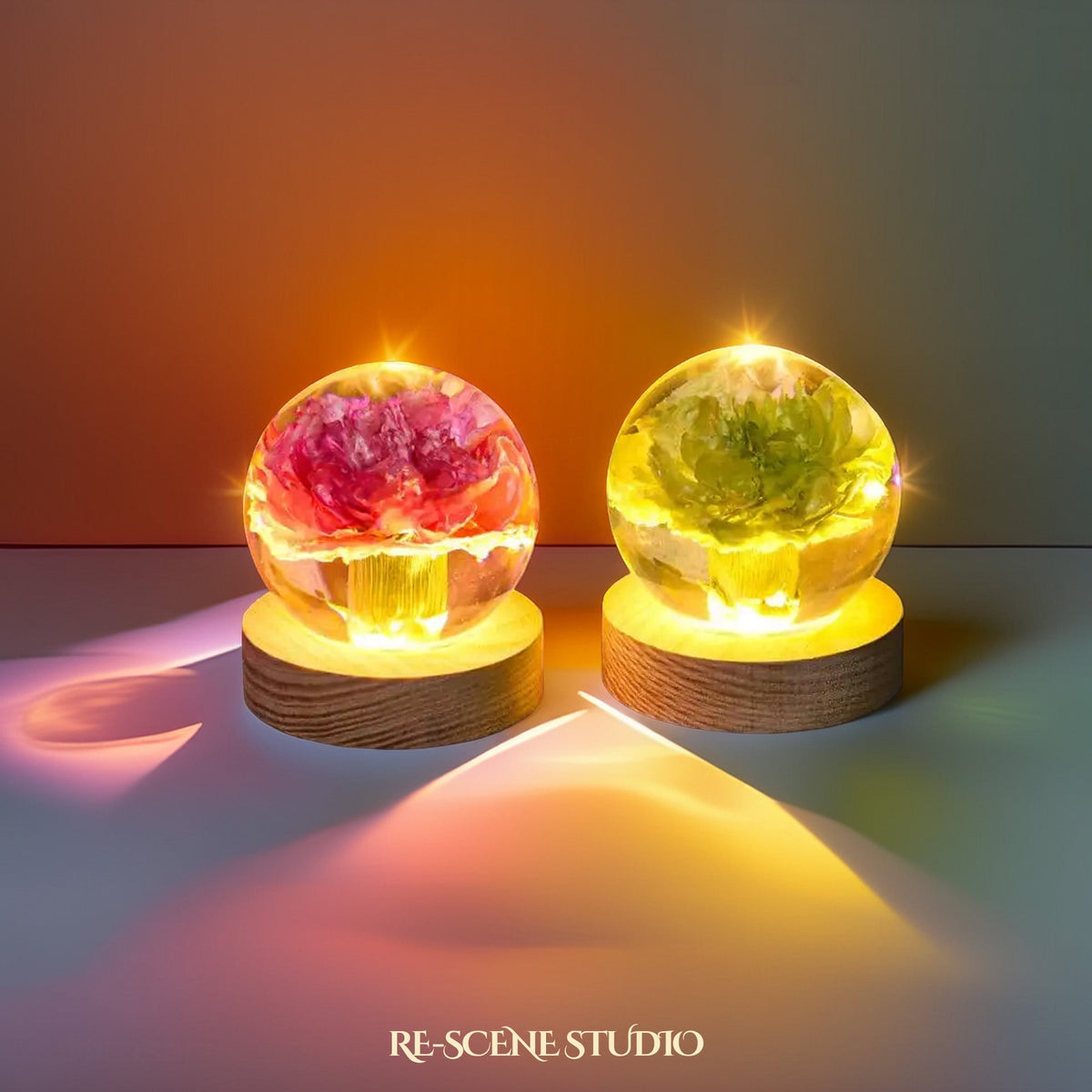 Carnation Sphere Resin Lamp — view 5