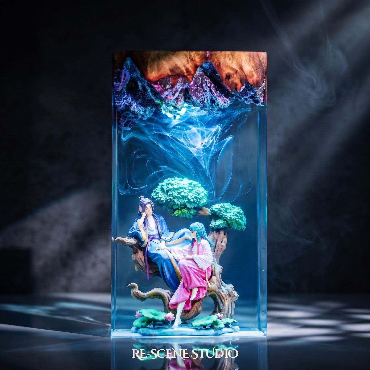 Cowherd and Weaver Girl Resin Lamp — view 2