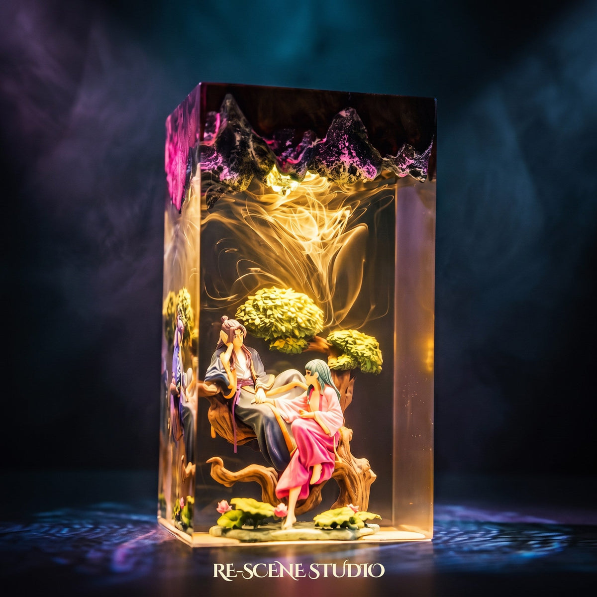 Cowherd and Weaver Girl Resin Lamp — view 4