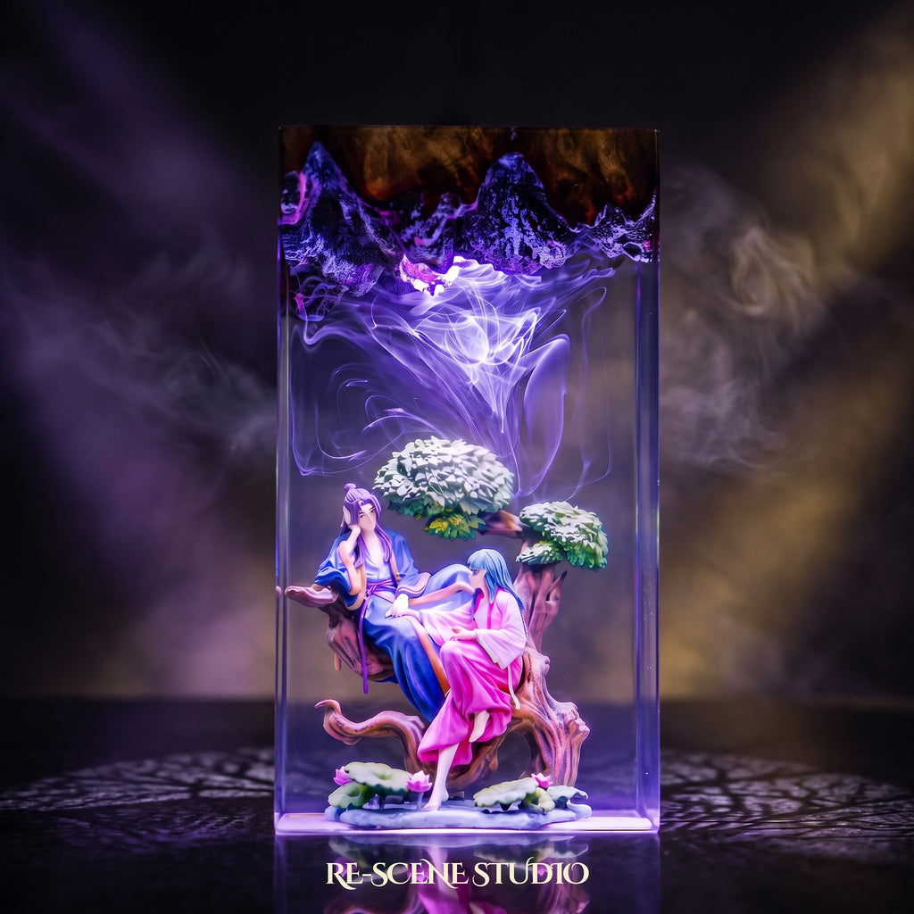 Cowherd and Weaver Girl Resin Lamp — view 6