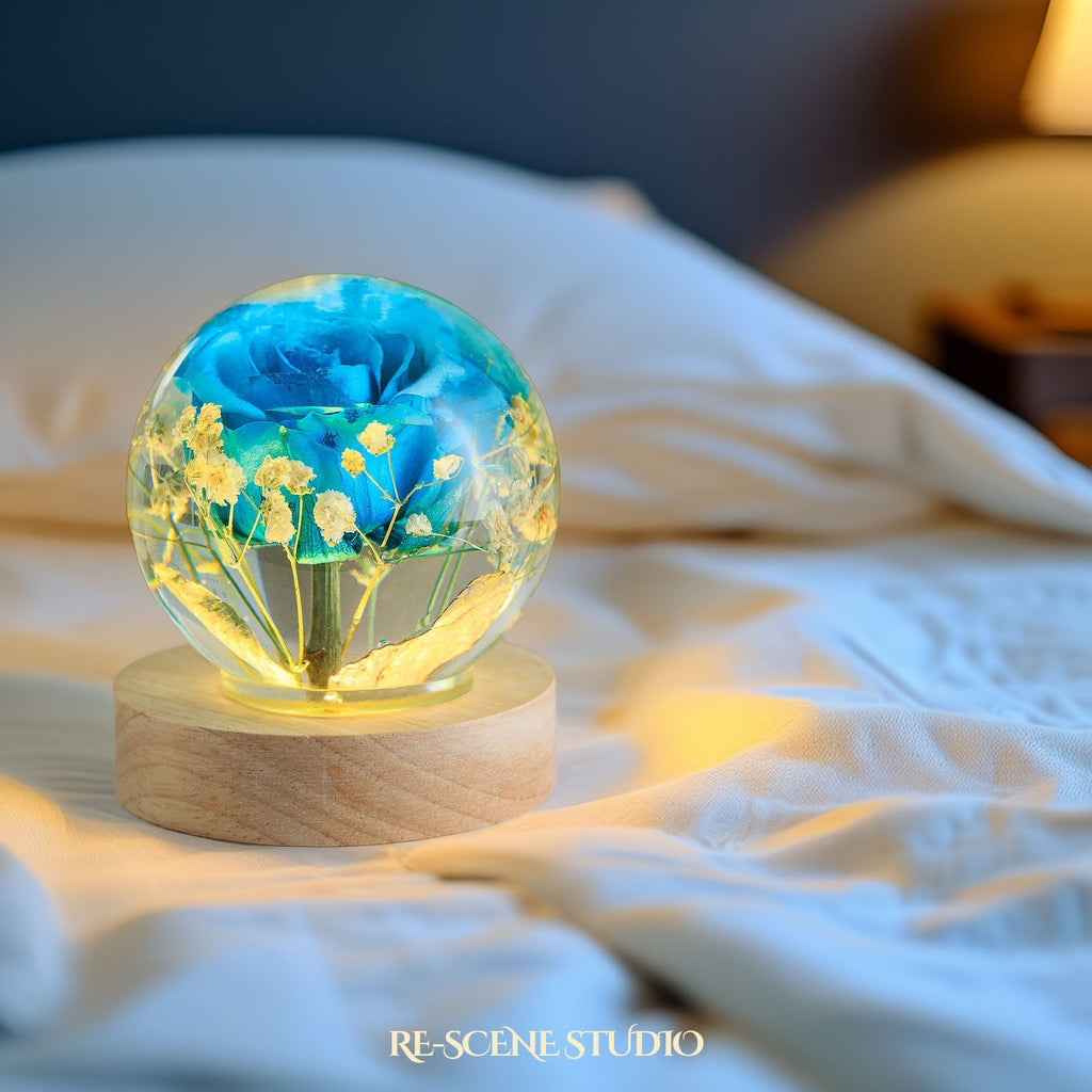 Eternal Blue Rose Globe Resin Lamp — view 6
