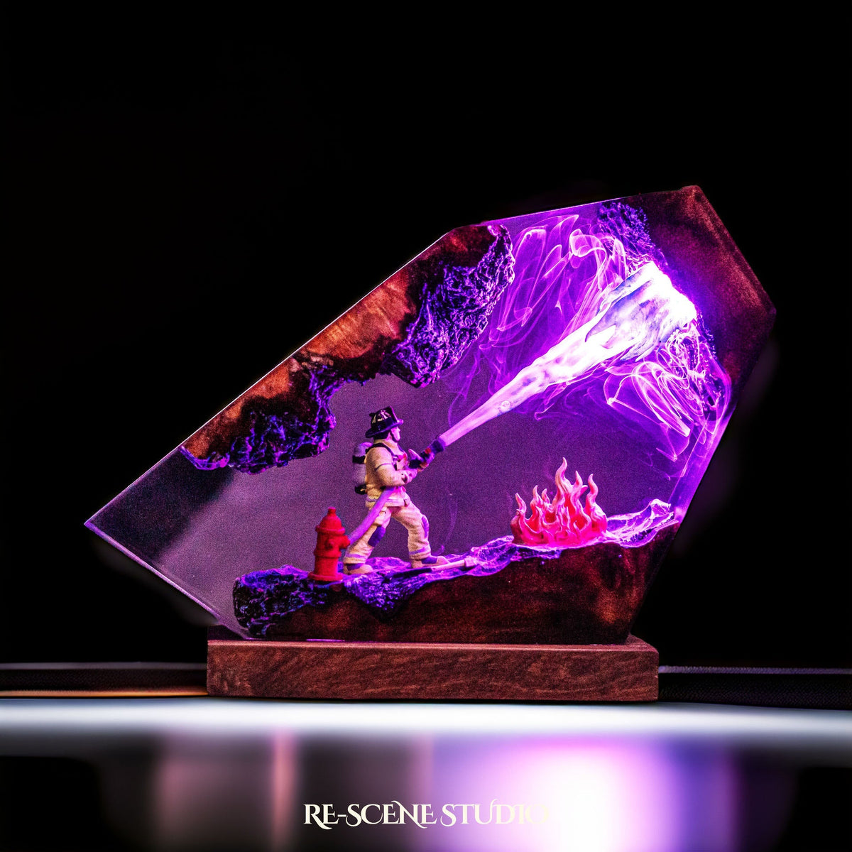 Fire Fighter Resin Lamp — view 2