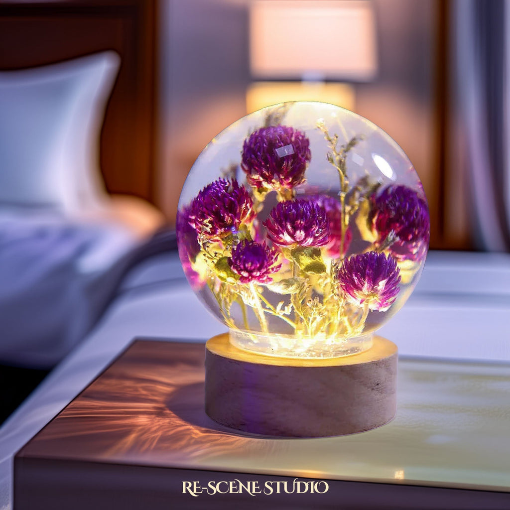 Globe Amaranth Sphere Resin Lamp — view 6