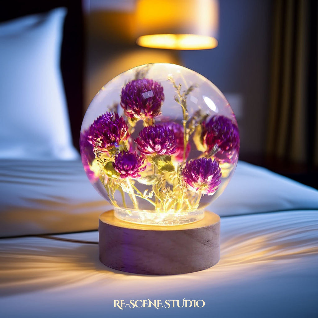 Globe Amaranth Sphere Resin Lamp — view 7
