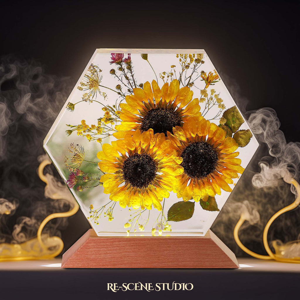 Golden Sun Trio Resin Lamp — view 2