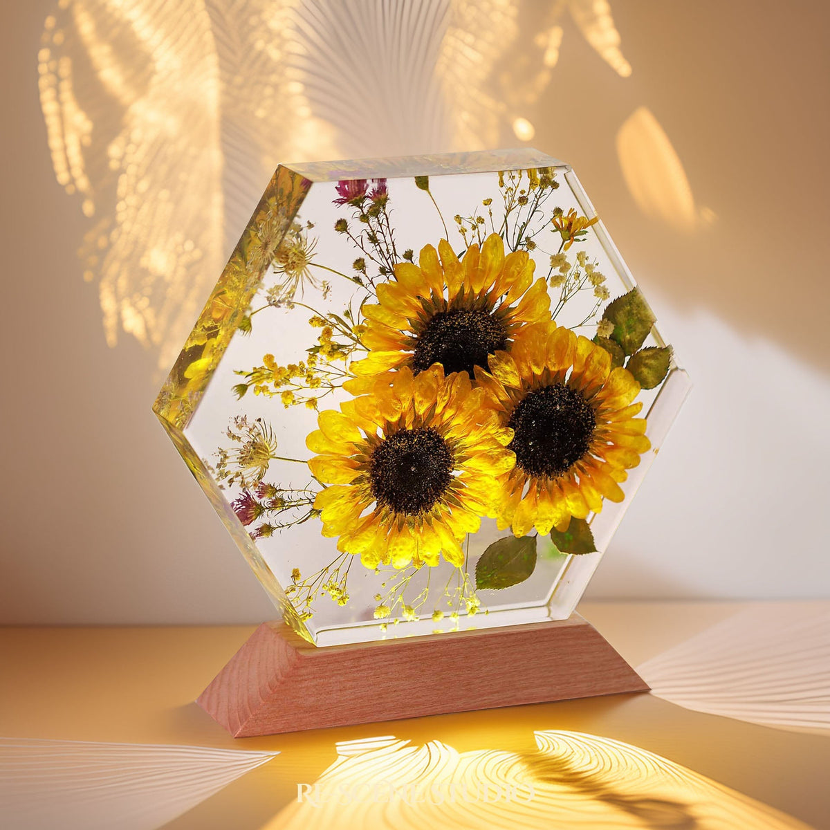 Golden Sun Trio Resin Lamp