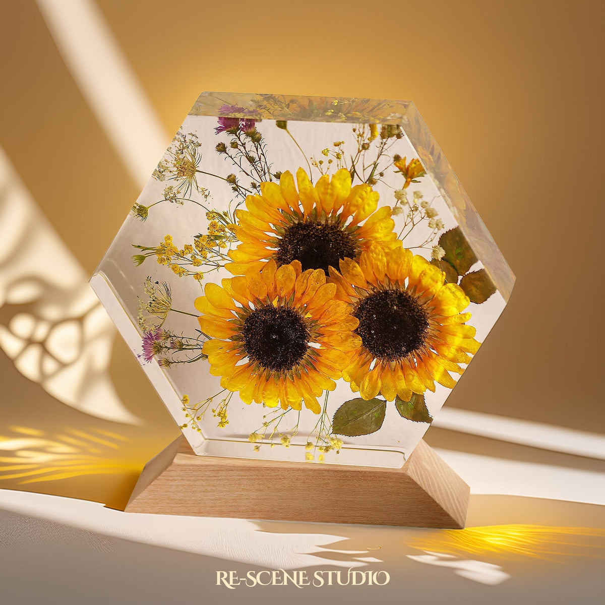 Golden Sun Trio Resin Lamp — view 4