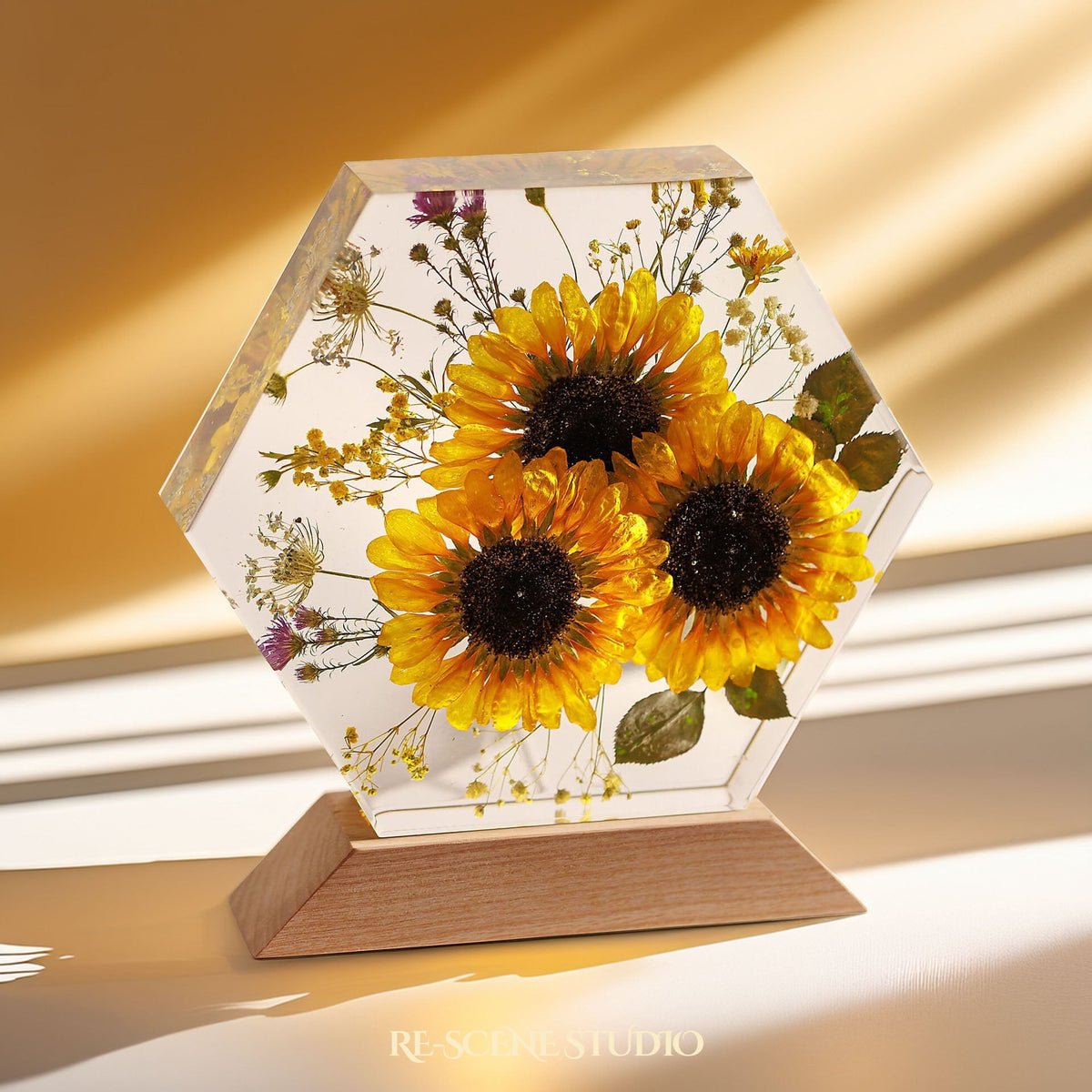 Golden Sun Trio Resin Lamp — view 5