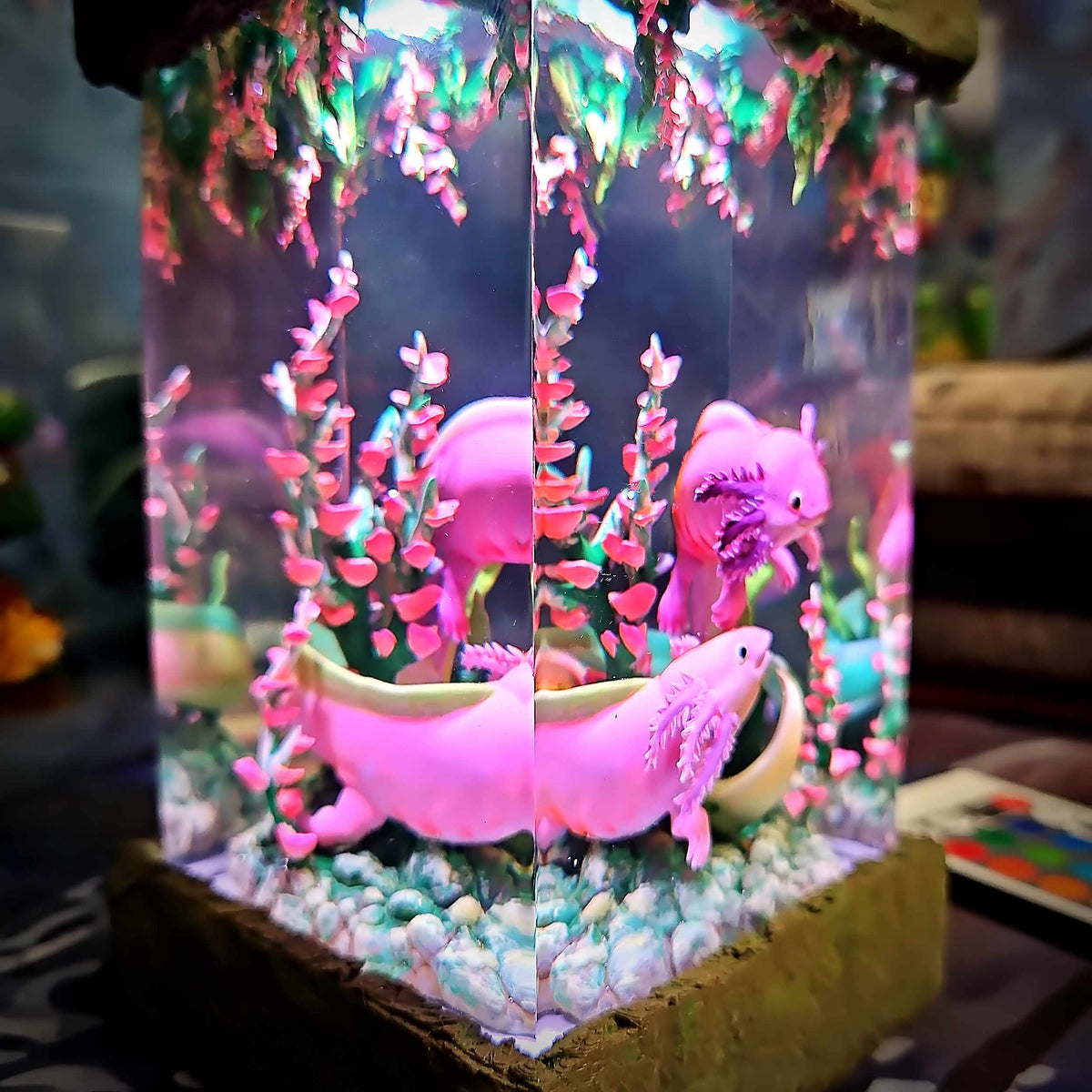 Axolotl Resin Lamp V1, Underwater Fantasy Edition — view 4