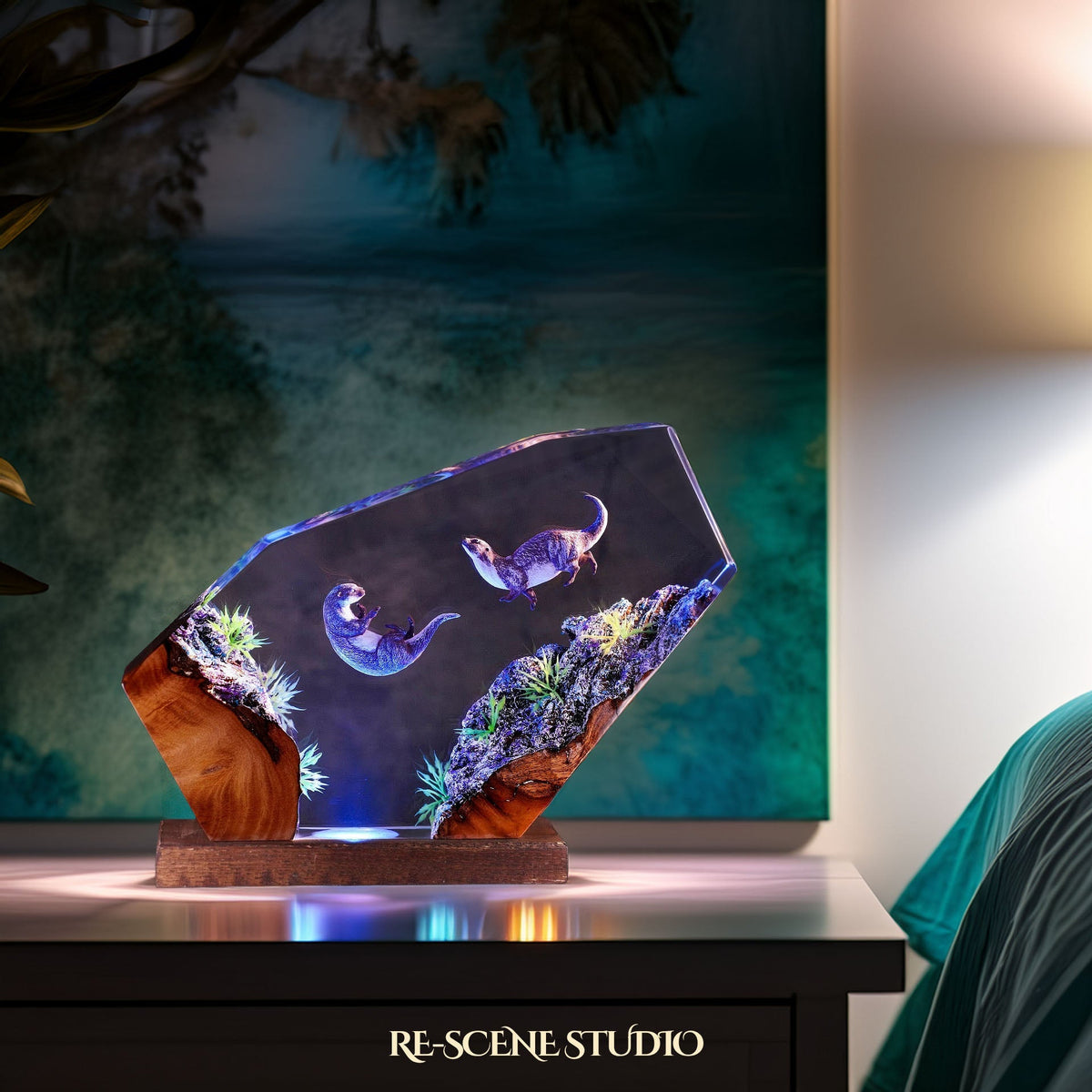 Sea Otters Resin Lamp — view 5