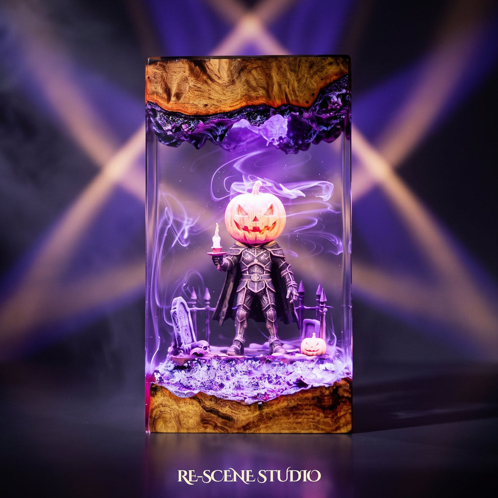 Pumpkin Head Resin Lamp