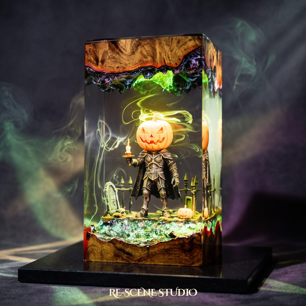 Pumpkin Head Resin Lamp — view 2