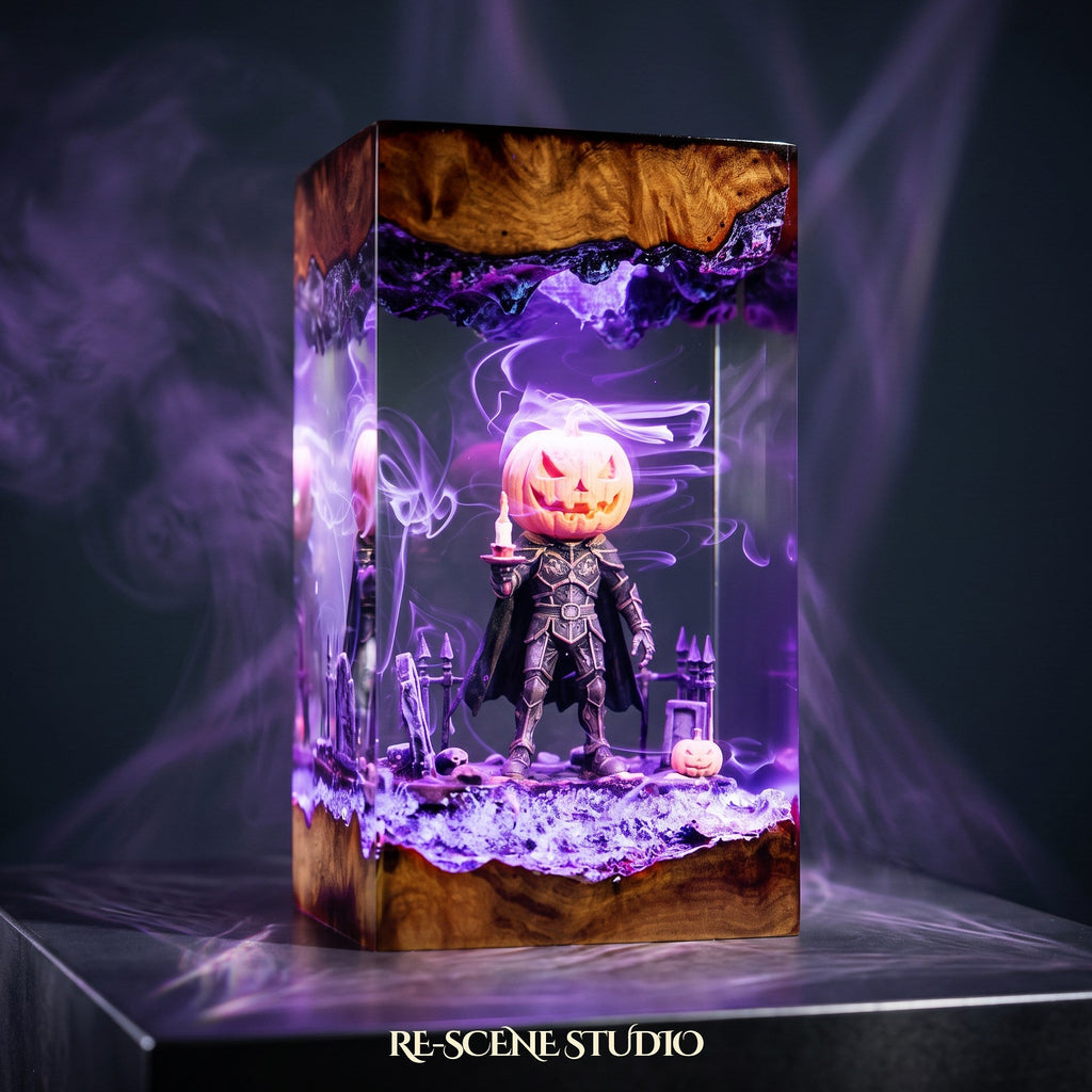 Pumpkin Head Resin Lamp — view 4
