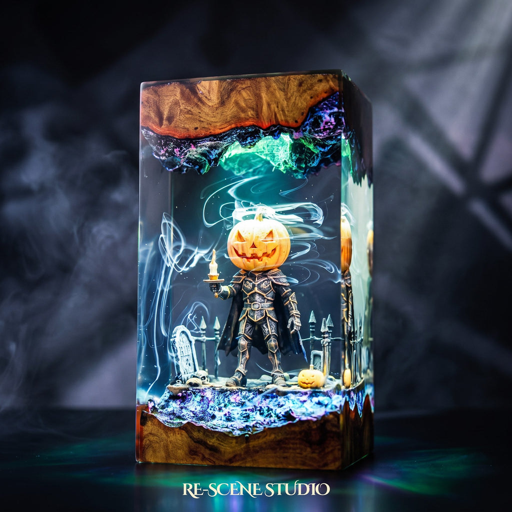 Pumpkin Head Resin Lamp — view 5