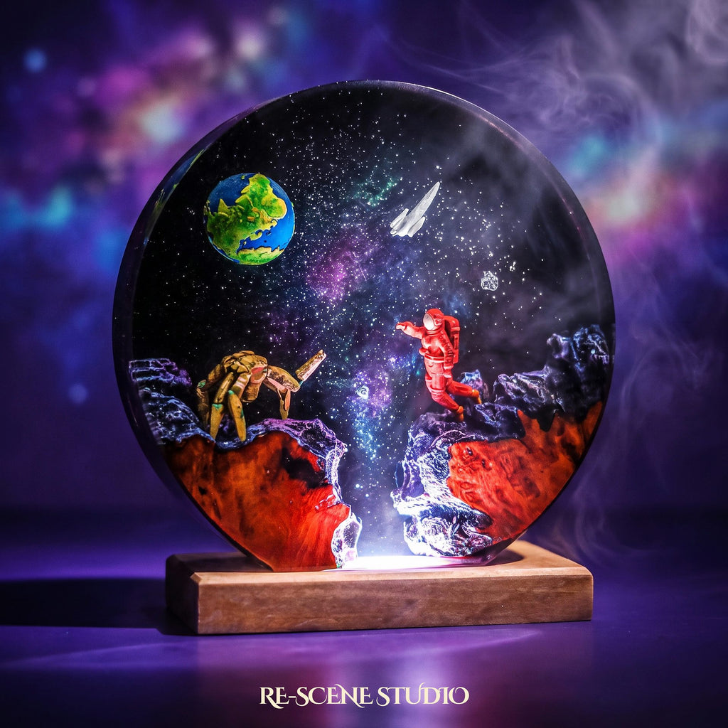 Rocky Round Resin Lamp