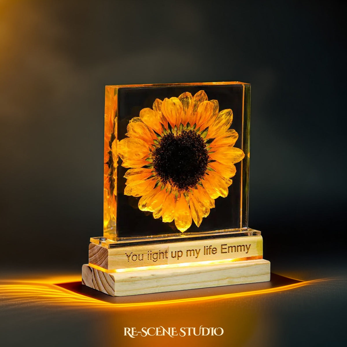 Sunflower Glow Resin Lamp