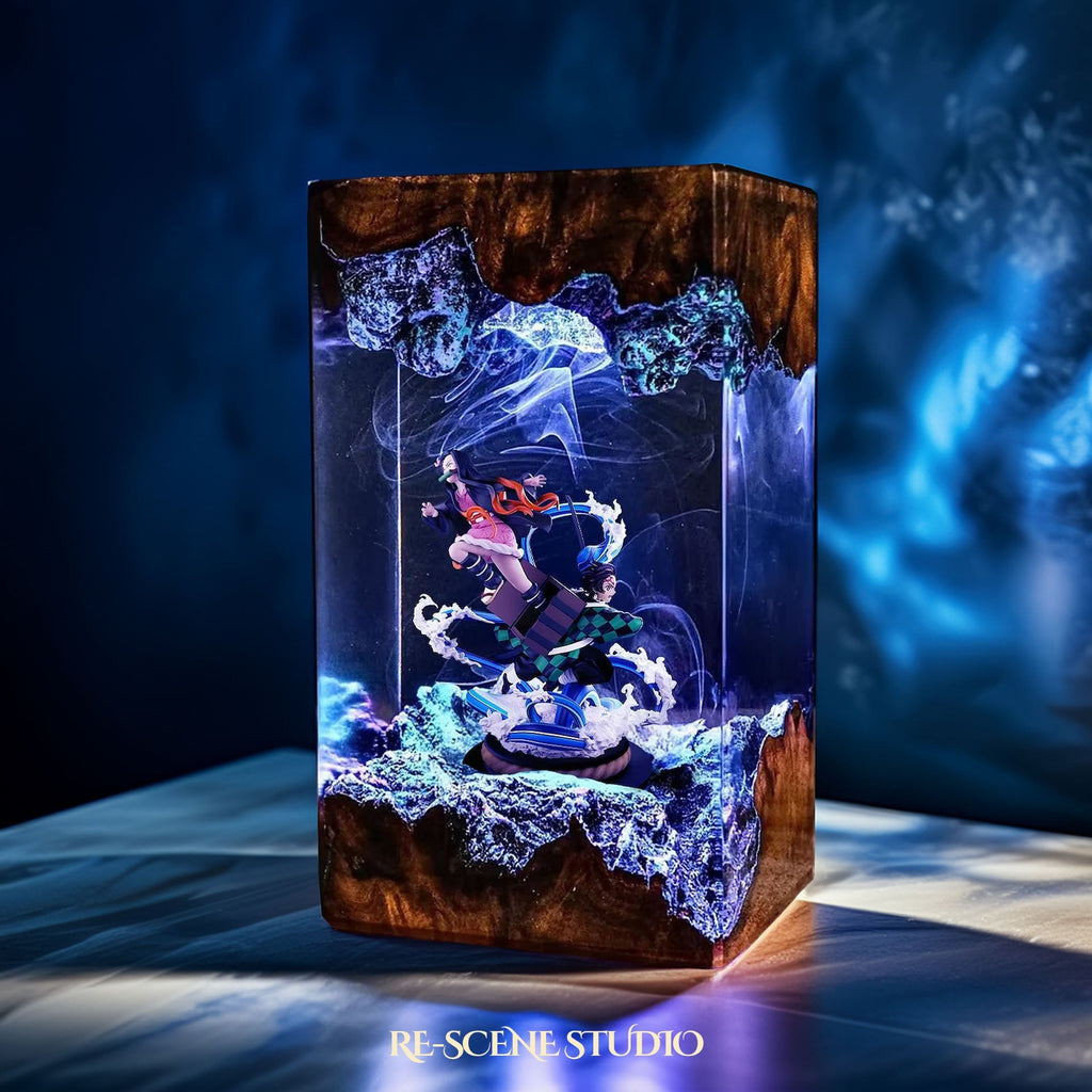 Tanjiro & Nezuko Resin Lamp V2 — view 2