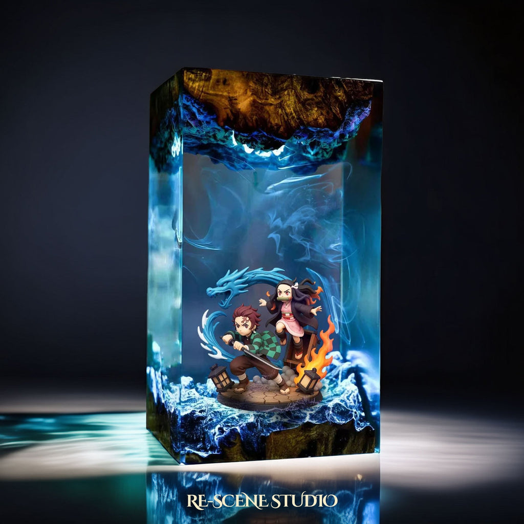 Tanjiro & Nezuko Resin Lamp V3 — view 2