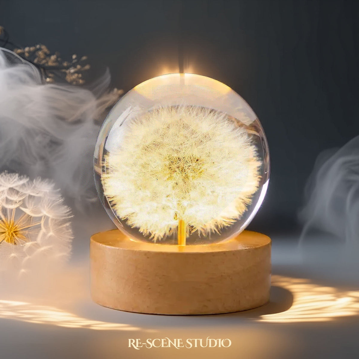 Wishing Dandelion Globe Resin Lamp