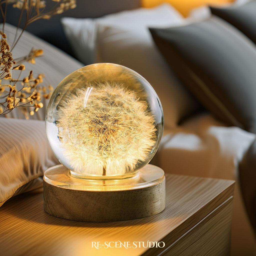 Wishing Dandelion Globe Resin Lamp — view 3