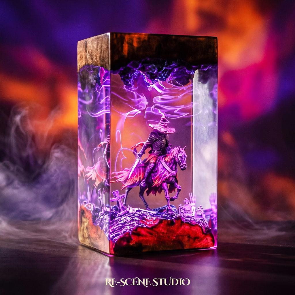 Witch Knight Rider Pillar Resin Lamp